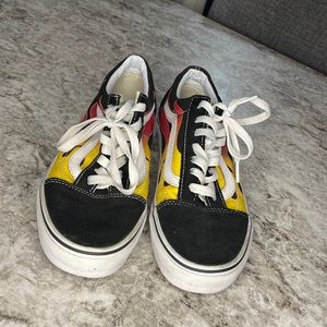 Flame designed vans, brand shoes